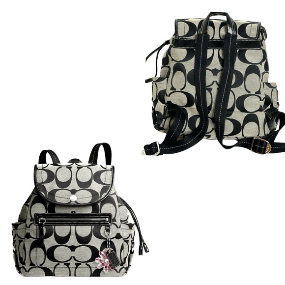 Coach Kyra Signature C Backpack Jacquard in Black/Silver - Picture 5 of 10